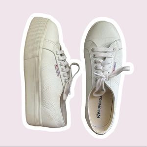superga white platform sneakers